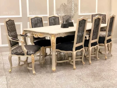 مبل پرنیان مشکی طلایی 5 سرویس غذاخوری مدرن