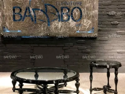 Front of the sofa and honey Senator furniture, gray, black Coffee table