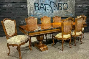 مبل امپریال قهوه ای 4 میز غذاخوری نئوکلاسیک