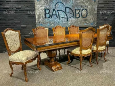 مبل امپریال قهوه ای 4 میز غذاخوری نئوکلاسیک